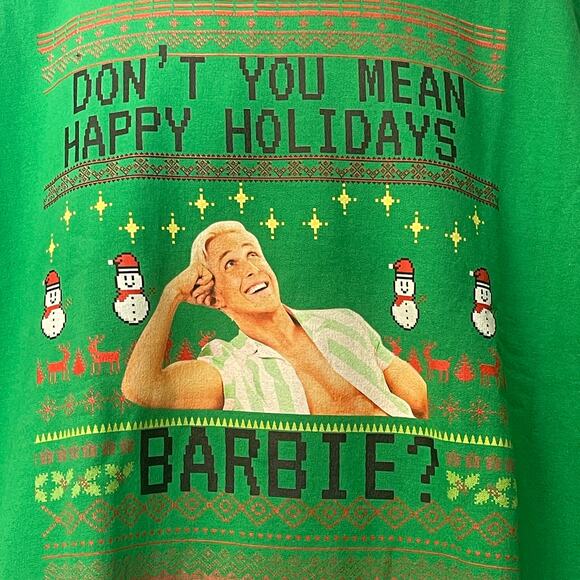 Gildan KEN Says Happy Holidays BARBIE Ugly Christmas Sweatshirt Size Large - Picture 2 of 4
